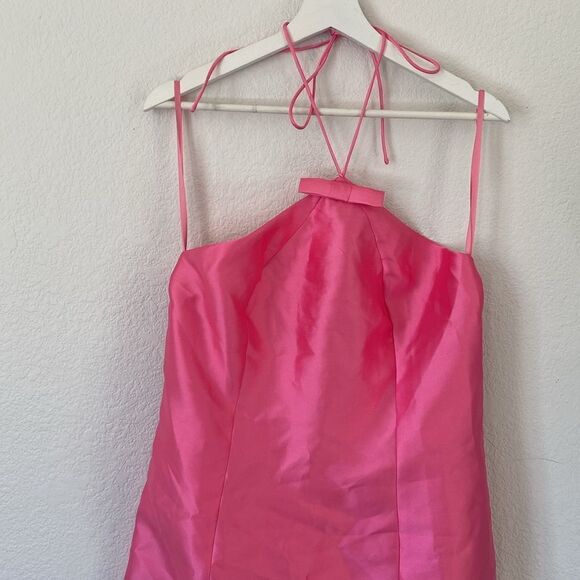 Skyla Halter Pink Bow Dress - Picture 3 of 6